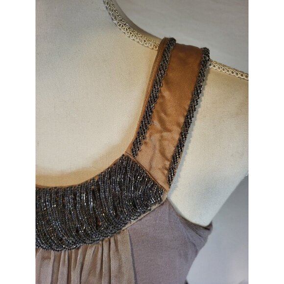 Vtge Hannah Jo Size Small Y2K Silk Dusty Purple Beaded Top - Picture 2 of 7